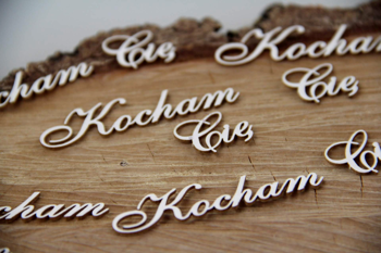 Kocham Cię zestaw 5 napisów tekturka Scrapiniec