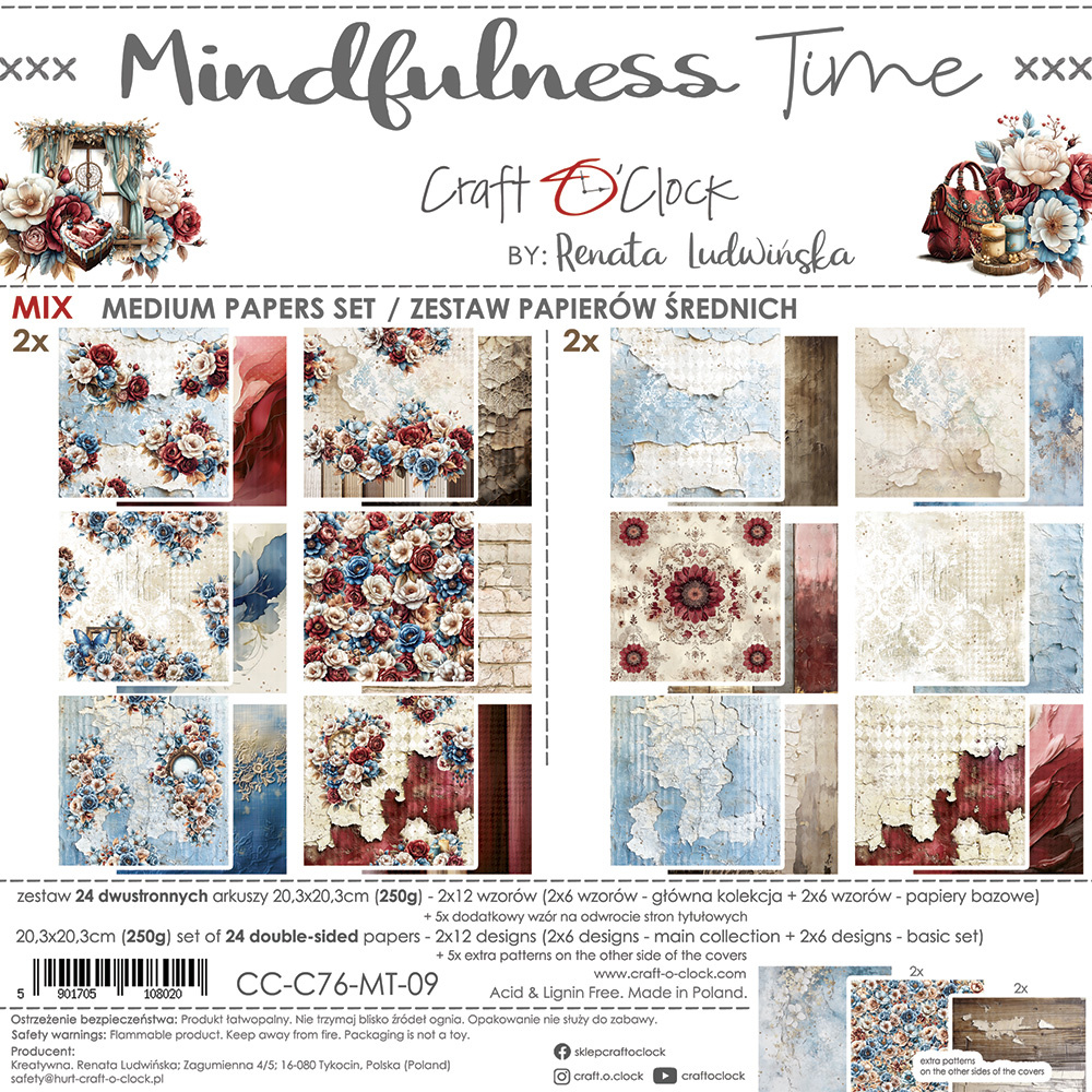 Mindfulness Time - zestaw papierów Mix 20x20cm