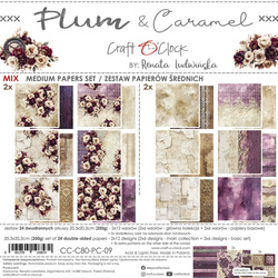Plum & Caramel - zestaw papierów Mix 20x20cm
