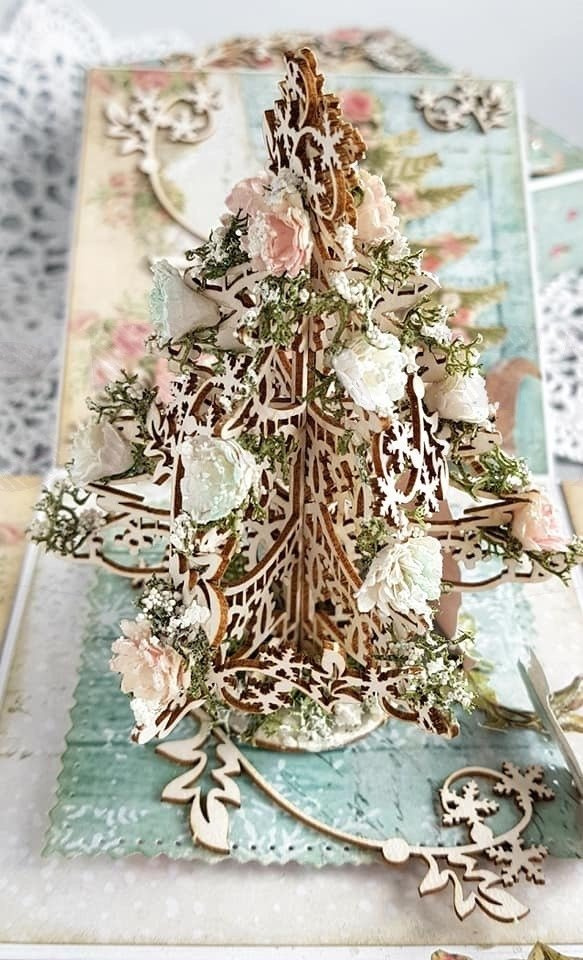 Tatting Christmas - choinka 3D do pudełka eksplodującego