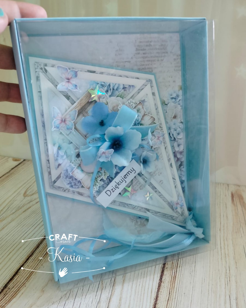 Pudełko prostokątne z przezroczystym wiekiem 16x21x4cm błękitne  GoatBox
