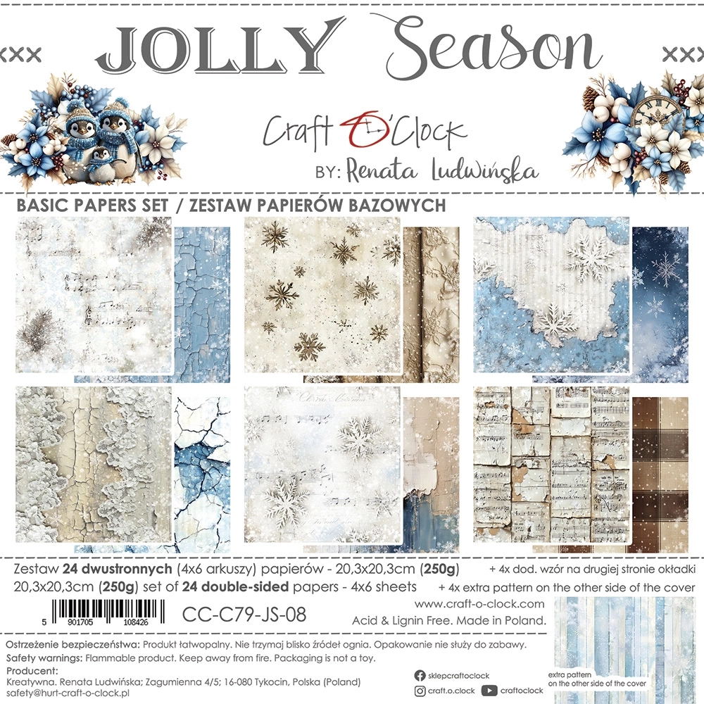 Jolly Season - zestaw papierów bazowych 20x20cm