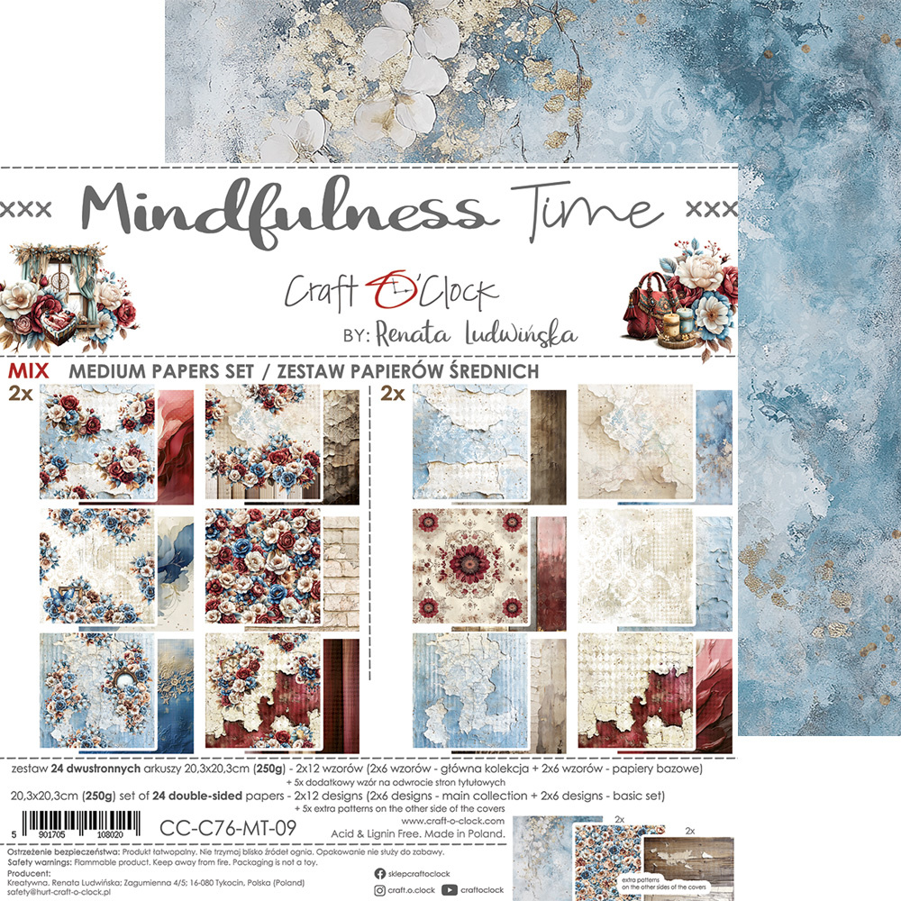 Mindfulness Time - zestaw papierów Mix 20x20cm