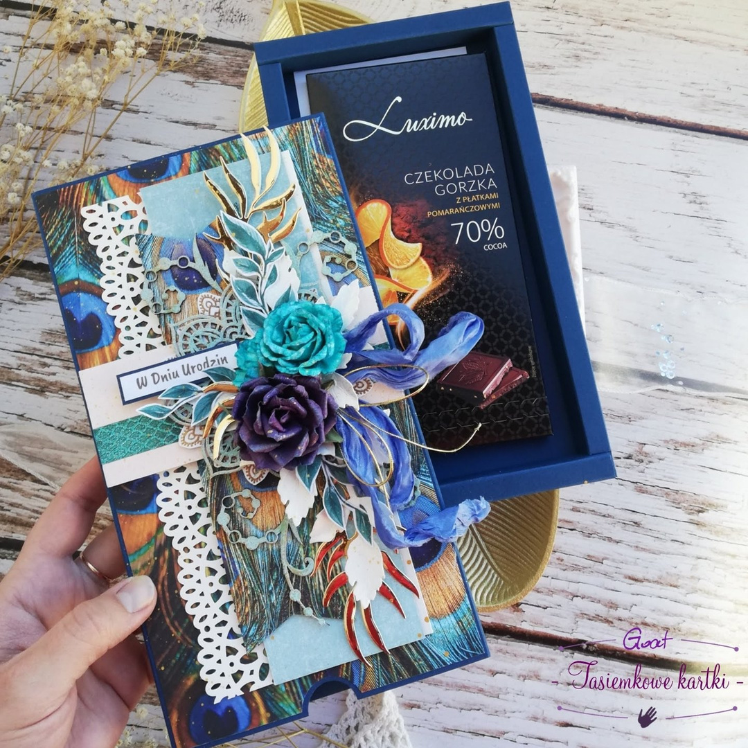 Pudełko szufladkowe na voucher granatowe GoatBox