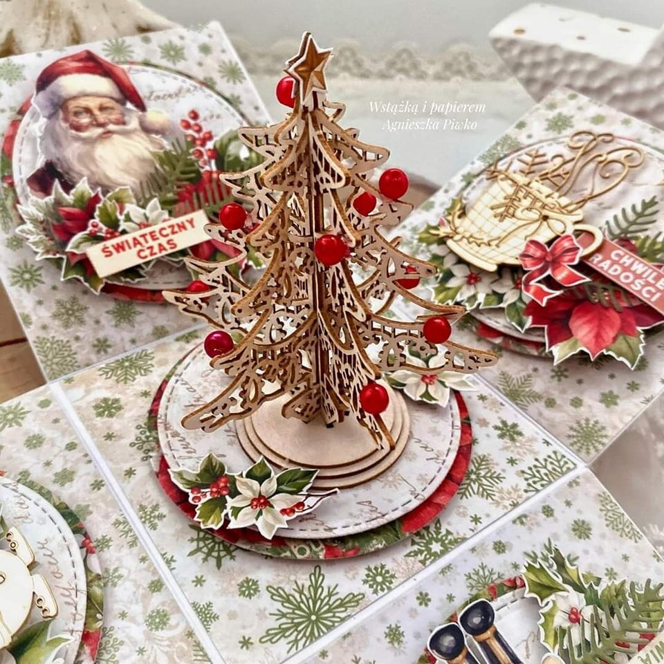 Tatting Christmas - choinka 3D do pudełka eksplodującego