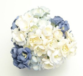 Wiśnie białe, granatowe, ecru, dwutonowe  - zestaw 10szt