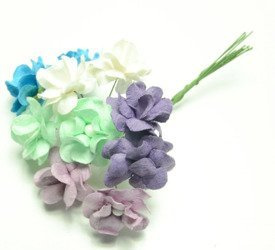 Kwiaty Filipinki -  mix -białe, miętowe, turkusowe i fioletowe 10szt