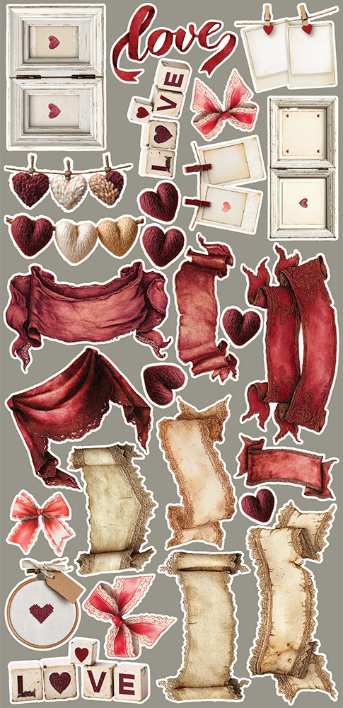 CREATIVE EXTRAS IN LOVE - 01 zestaw dodatków 15x30cm