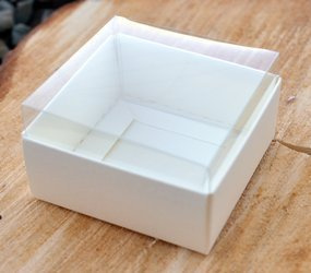 Pudełko kremowe ecru do Exploding Box z przezroczystym wieczkiem GoatBox