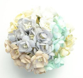 Pastelowe miętowe, szare, białe, ecru wiśnie 50szt