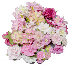 Zestaw kwiatów papierowych RÓŻOWE