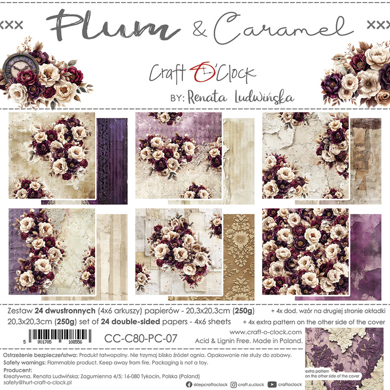Plum & Caramel - zestaw papierów 20x20cm