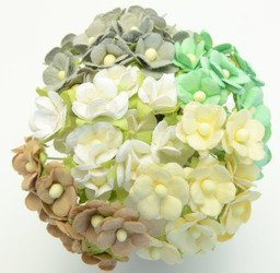 Zielone, szare, kremowe  sweetheart'y - zestaw 50 szt