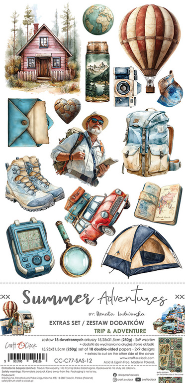 Summer Adventures - zestaw dodatków Trip 15x30cm