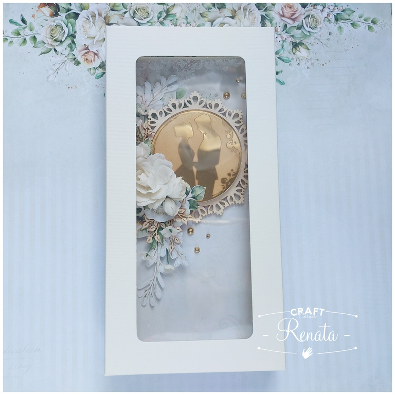 Pudełko na kartkę DL kremowe ecru niskie prostokąt GoatBox