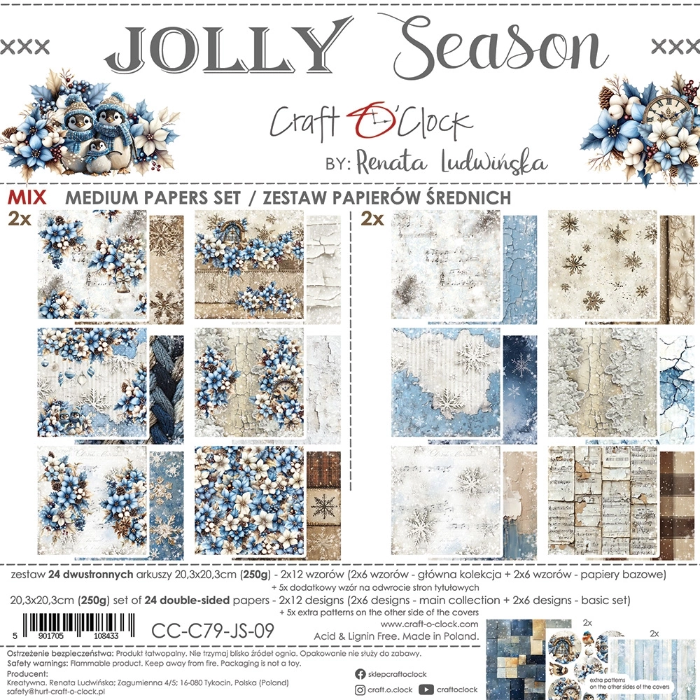 Jolly Season - zestaw papierów Mix 20x20cm