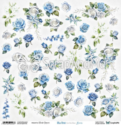 arkusz do wycinania Blue Roses Flowers