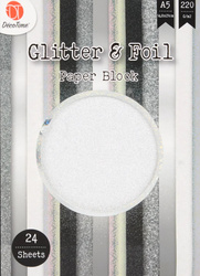 Glitter & Foil - zestaw srebrnych papierów metalicznych 20,5x14,5cm