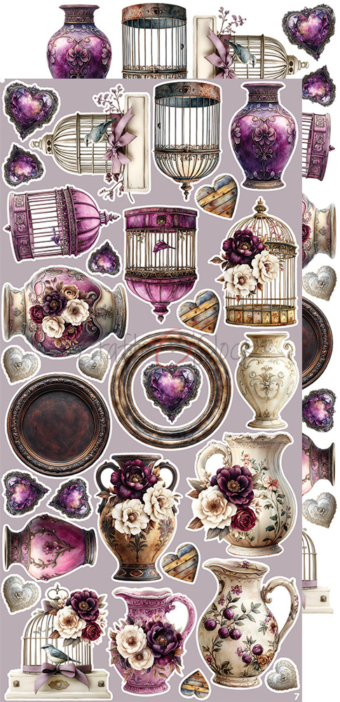 Plum & Caramel - zestaw dodatków Flowers 15x30cm