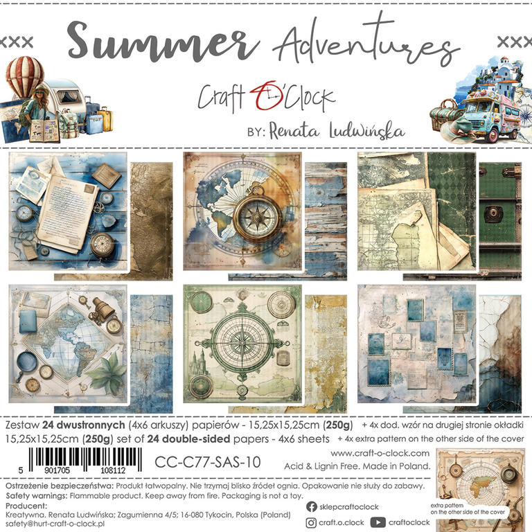 Summer Adventures - zestaw papierów 15x15cm
