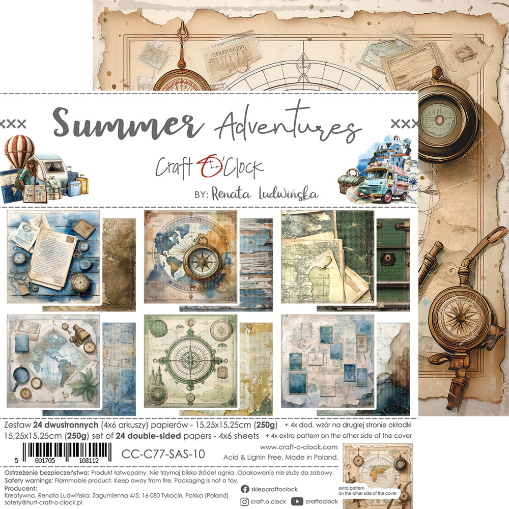 Summer Adventures - zestaw papierów 15x15cm