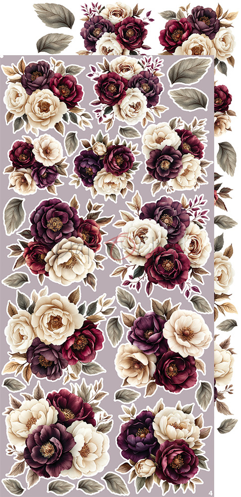 Plum & Caramel - zestaw dodatków Flowers 15x30cm