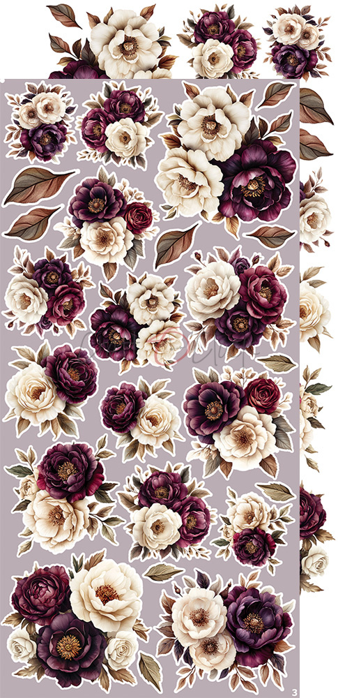 Plum & Caramel - zestaw dodatków Flowers 15x30cm