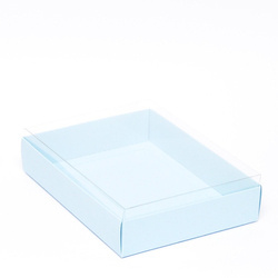 Pudełko prostokątne z przezroczystym wiekiem 16x21x4cm błękitne GoatBox