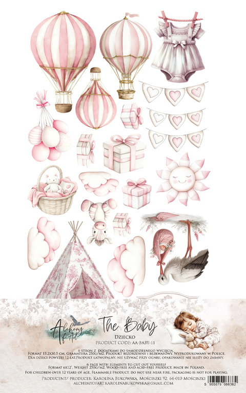 The Baby - zestaw dodatków dla dziewczynki 15x30cm