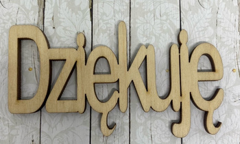 Dziękuję - napis ze sklejki