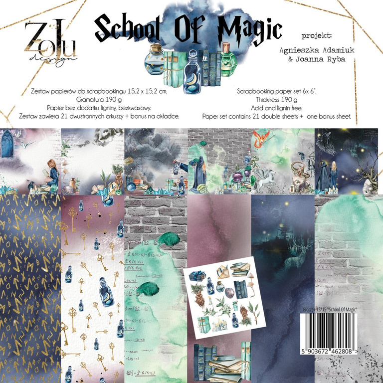 mały bloczek "SCHOOL OF MAGIC" 15x15 Zoju