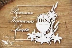 Tatting Communion - kwadratowa ramka z napisem