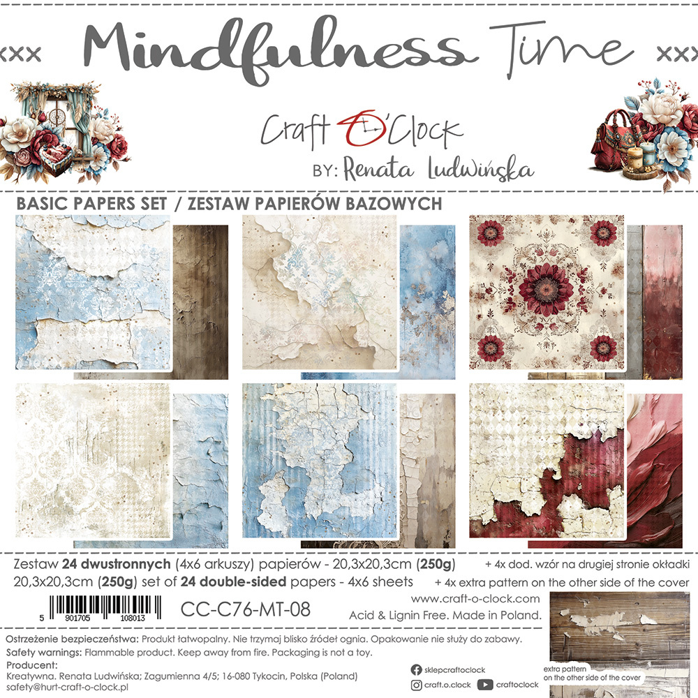 Mindfulness Time - zestaw papierów bazowych 20x20cm