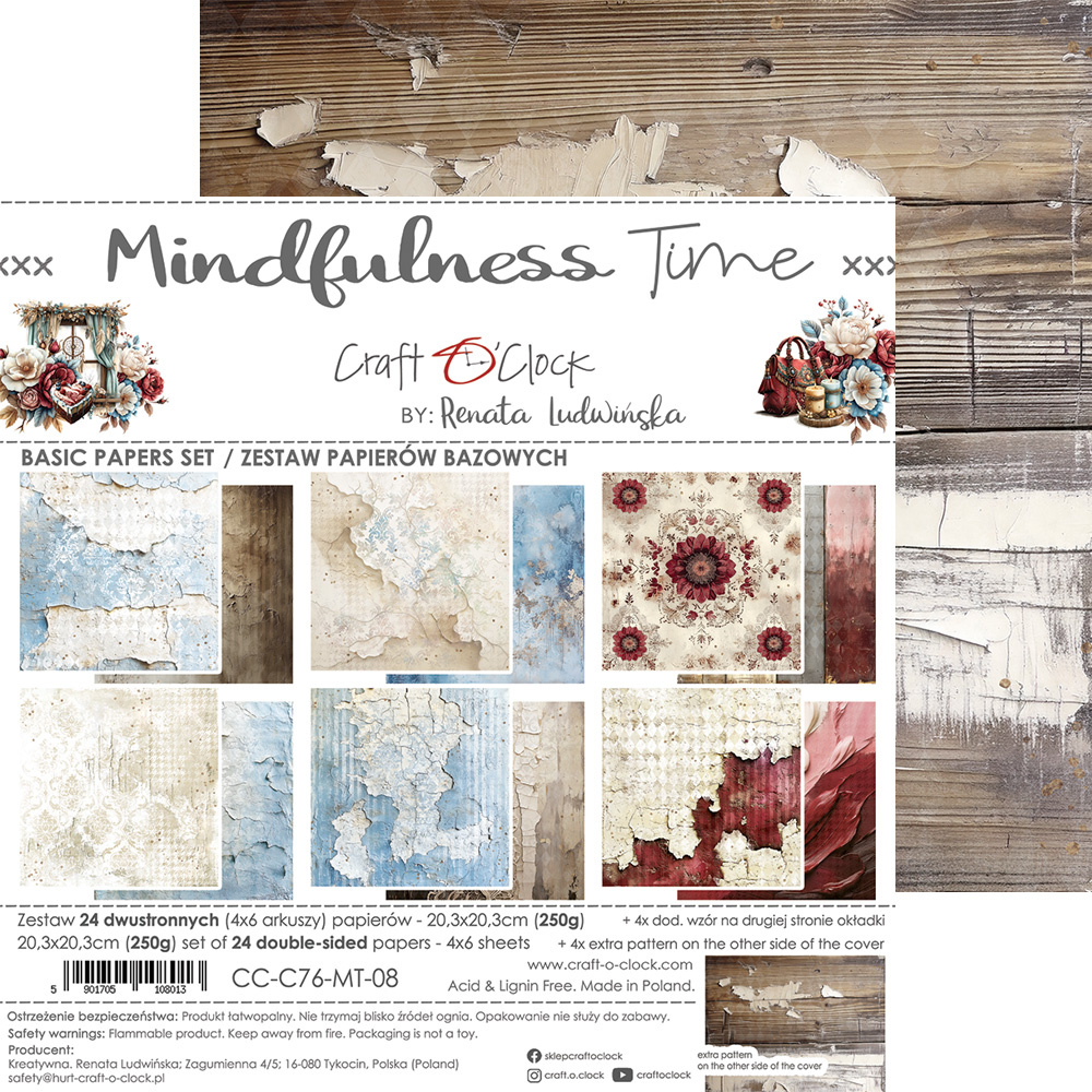 Mindfulness Time - zestaw papierów bazowych 20x20cm