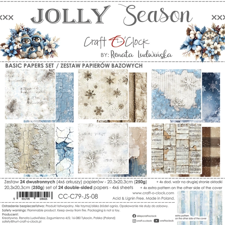 Jolly Season - zestaw papierów bazowych 20x20cm
