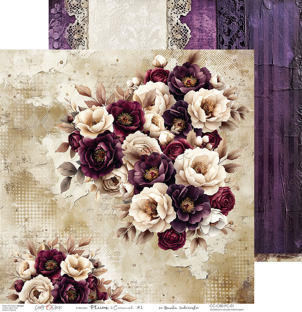 Plum & Caramel - zestaw papierów 30x30cm
