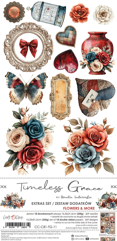Timeless Grace - zestaw dodatków Flowers 15x30cm