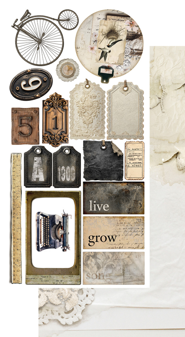 In silence - zestaw dodatków hobby i tagi 15x30cm