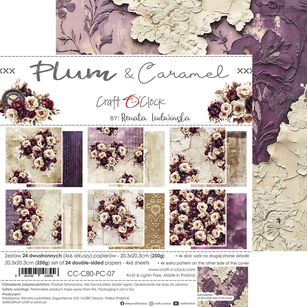 Plum & Caramel - zestaw papierów 20x20cm