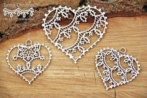 Tatting christmas - małe serca