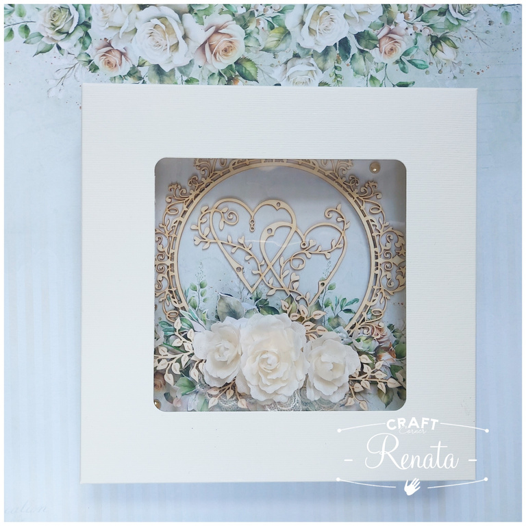 Pudełko na kartkę kremowe ecru niskie większe kwadrat GoatBox