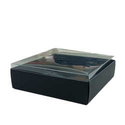 Pudełko na kartkę czarne wysokie  z przezroczystym wieczkiem 16cm GoatBox