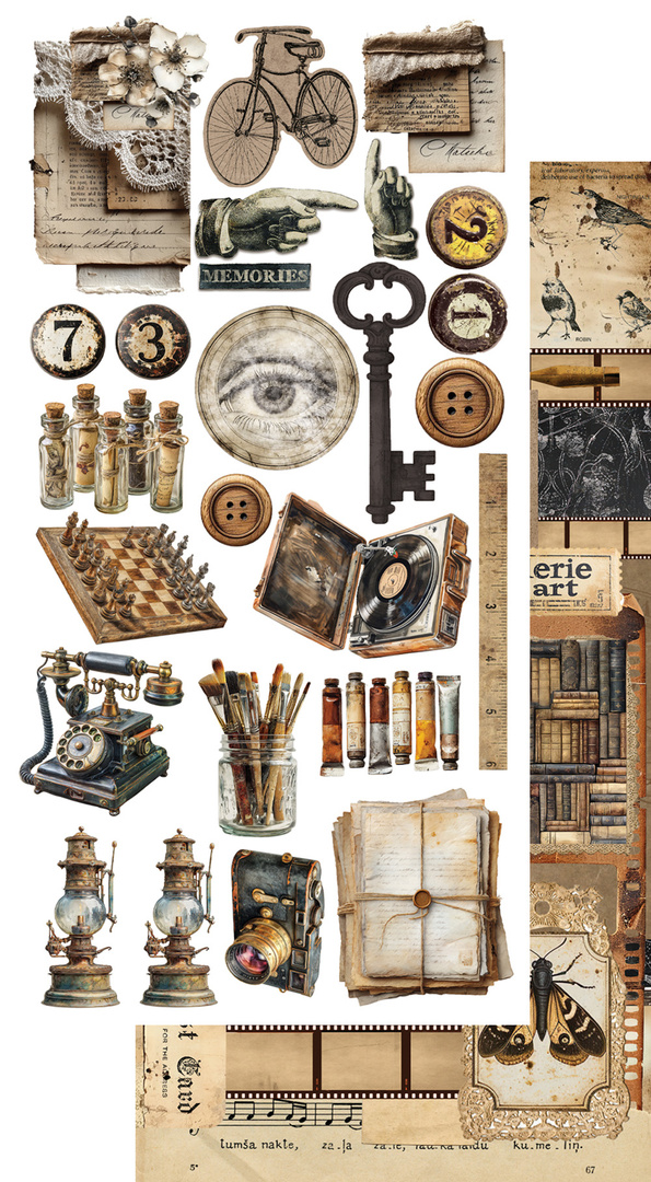 In silence - zestaw dodatków hobby i tagi 15x30cm