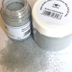 Mikrokulki szklane barwione SeeArt posypka 0,6-0,8 mm. 80 g Srebro Błyszczące - duży słoik