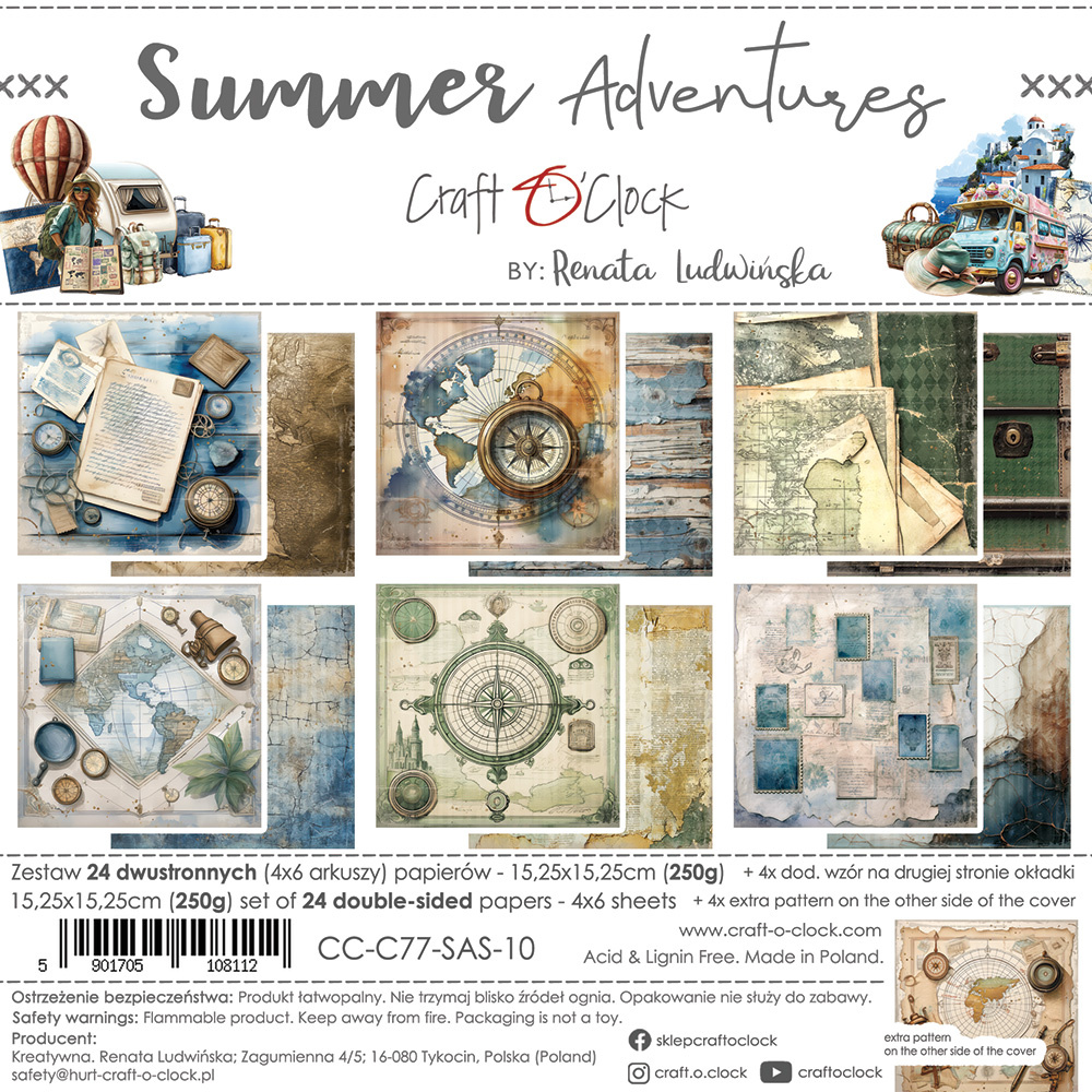 Summer Adventures - zestaw papierów 15x15cm