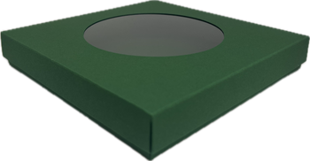 Pudełko na kartkę ciemnozielone niskie większe koło GoatBox