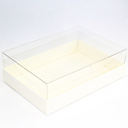 Pudełko na kartkę A6 ecru z przezroczystym wieczkiem GoatBox