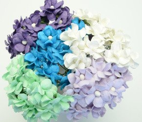 Kwiaty Filipinki -  mix -białe, miętowe, turkusowe i fioletowe 50szt