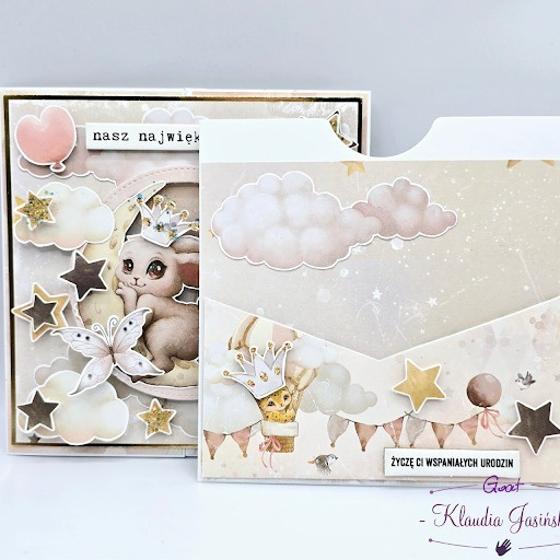 Etui kieszonka na voucher zaproszenie biała 14x14cm GoatBox