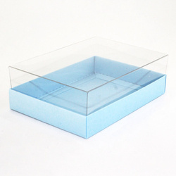 Pudełko na kartkę A6 błękitne z przezroczystym wieczkiem GoatBox